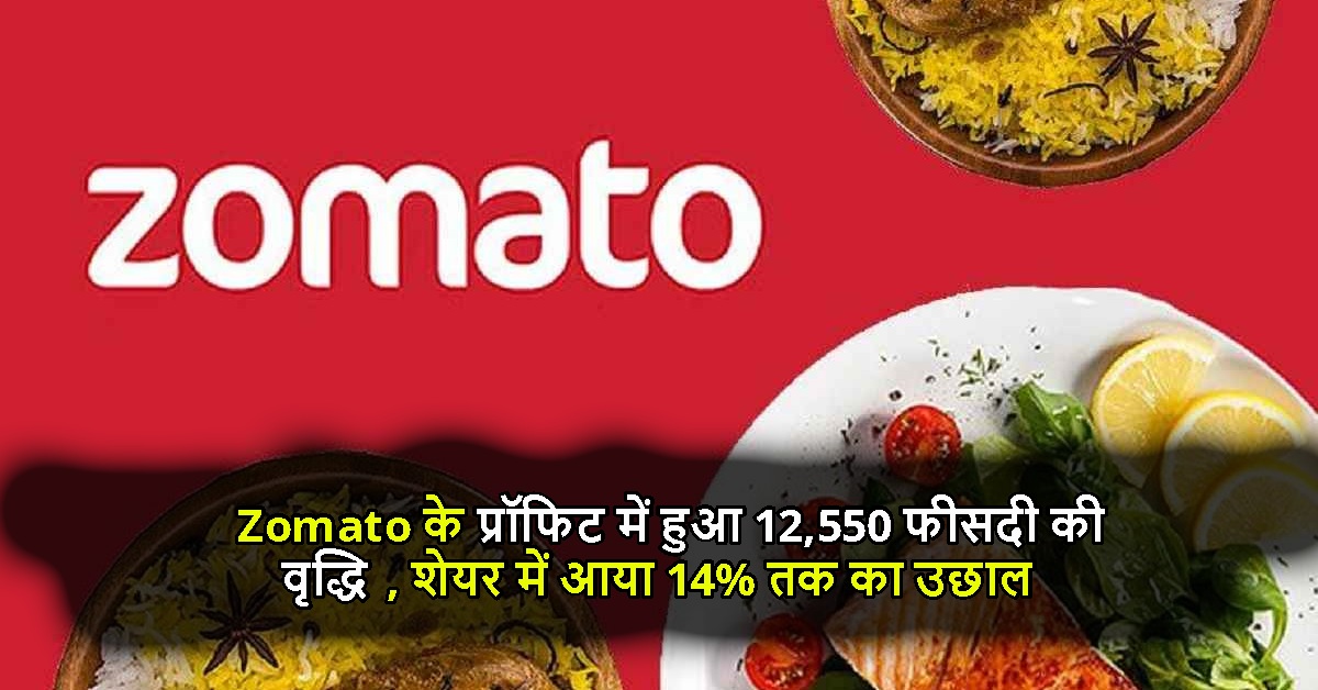 Zomato के प्रॉफिट में हुआ 12,550 फीसदी की वृद्धि, शेयर में आया 14% तक का उछाल